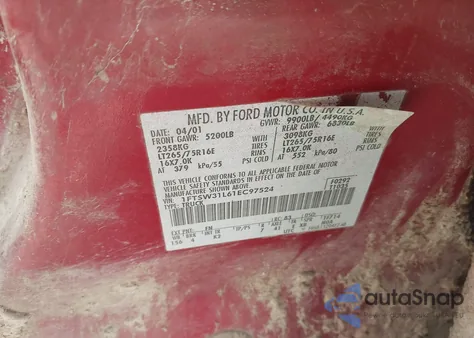 2001 Ford F-350 Lariat/Xl/Xlt из США, поврежденный, VIN 1FTSW31L61EC97524